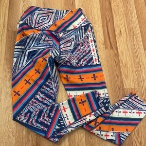 Free People Movement Aprés Ski Lose Control Blue/Orange Leggings Size S